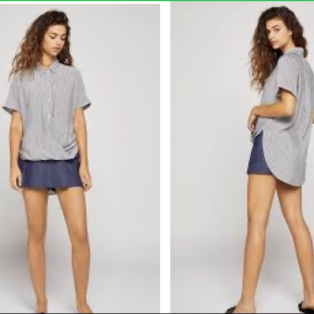 NWT BCBG GENERATION Striped Button-Up Wrap Shirt